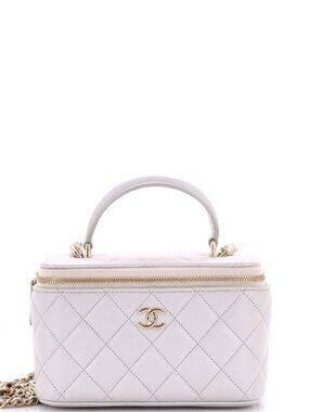 Chanel Small Classic Top Handle Vanity Case with Chain Quilted Lambskin